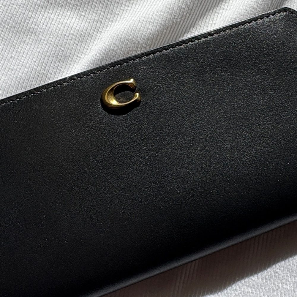 NWT Black Coach Wallet Essential Slim Billfold NEW Zipper for coins cards - Picture 6 of 9